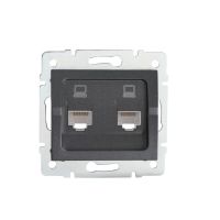 Gniazdo komputerowe podwojne niezależne (2xRJ45Cat 5e Jack) LOGI 02-1410-041, grafit | 25287 Kanlux