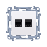 Gniazdo komputerowe podwójne RJ45 kategoria 6 ekranowane (moduł), biały C62E.01/11 Simon 10 | C62E.01/11 Kontakt Simon