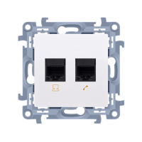 Gniazdo komputerowe RJ45 kat. 6 + gniazdo telefoniczne RJ11 (moduł), biały C6T.01/11 Simon 10 | C6T.01/11 Kontakt Simon
