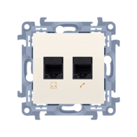 Gniazdo komputerowe RJ45 kat. 6 + gniazdo telefoniczne RJ11 (moduł), krem C6T.01/41 Simon 10 | C6T.01/41 Kontakt Simon