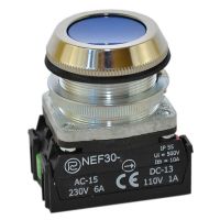Przycisk sterowniczy kryty NEF30-KXY, pod otwór Fi-30mm, styki 1NO+1NC, niebieski | W0-NEF30-K XY N Promet