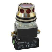 Przycisk sterowniczy z guzikiem krytym NEF30-KL 2X 24V, pod otwór Fi-30mm, styki 2NO, czerwony | W0-NEF30-KL 2X C Promet