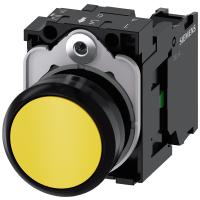Przycisk, 22 mm, okrągły, tworzywo sztuczne, żółty, Przycisk, 1NO | 3SU1100-0AB30-1BA0 Siemens