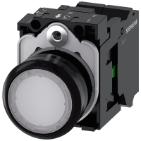 Przycisk, podświetlany, 22 mm, okrągły, tworzywo sztuczne, biały, 1NO, AC/DC 24V | 3SU1102-0AB60-3BA0 Siemens
