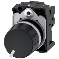 Potencjometr kompaktowy 22mm, okrągły, plastikowy, czarny, 10K Ohm, przyłącze śrubowe SIRIUS ACT | 3SU1200-2PS10-1AA0 Siemens
