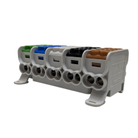 Blok dystrybucyjny,rozdzielczyHLAK 25 5P 2xAl/Cu 25mm²+16mm²1000VAC/1500VDC brąz,czar,szar,nieb,ziel | MAG5251CSX Morek
