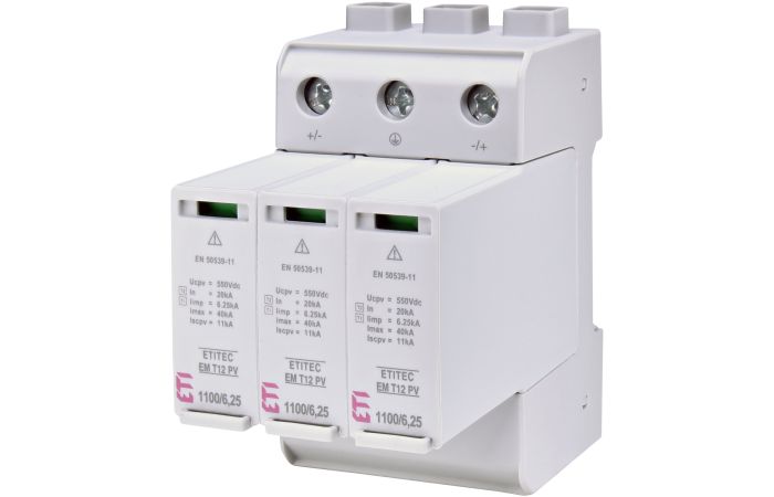 Ogranicznik przepięć T1, T2 do systemów PV ETITEC EM T12 PV 1100/6,25 Y | 002440580 Eti