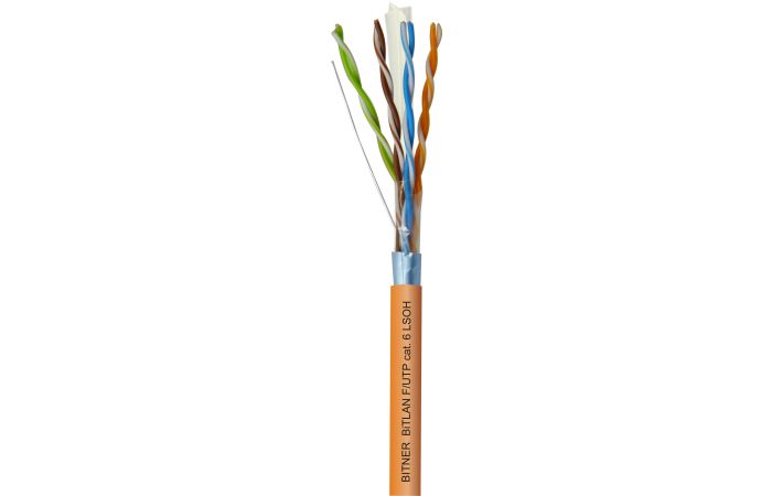 Kabel teleinformatyczny bezhalogenowy BITLAN F/UTP kat.6 350MHz LSOH pomarańczowy BĘBEN | TI0050-B Bitner