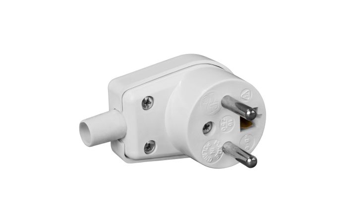 Wtyczka kątowa WB-6 z uziemieniem 16A/250V, biała | 3300-00 Elektro-Plast Nasielsk
