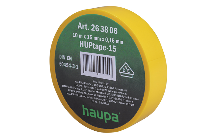 Taśma izolacyjna VDE 19 mm x 20 m żółta | 263848 Haupa