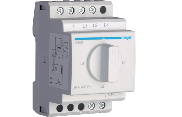 Przełącznik amperomierza 4-pozycyjny 400V, 20A | SK603 Hager
