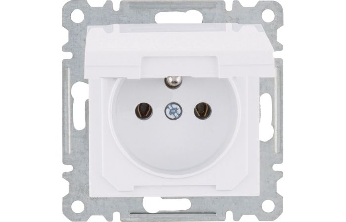 Gniazdo zasilające z/u i pokrywą, 16 A/250 VAC, biały, Lumina | WL1120 Hager