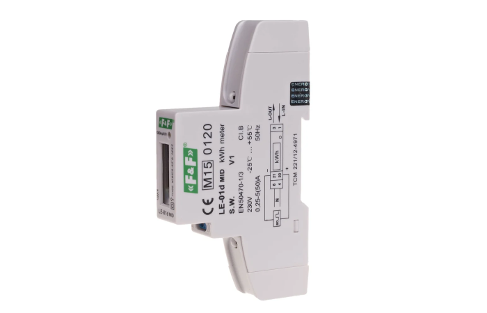 Licznik energii elektrycznej 1-fazowy 50A, MID | LE-01D F&F