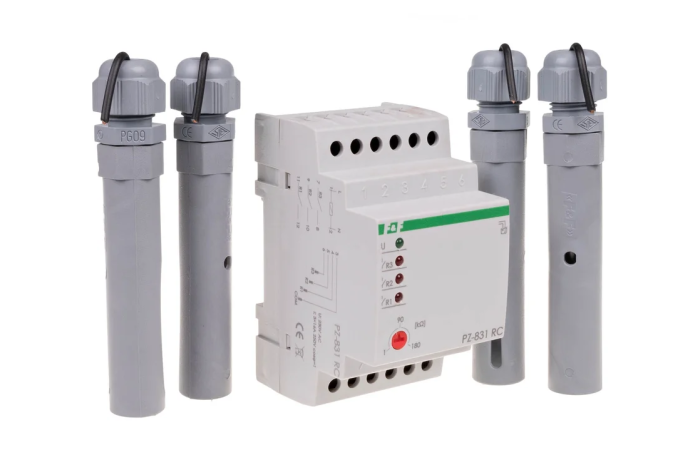 Przekaźnik kontroli poziomu cieczy PZ-831RC montaż na szynie DIN styk 3x1NO 230V | PZ-831RC F&F