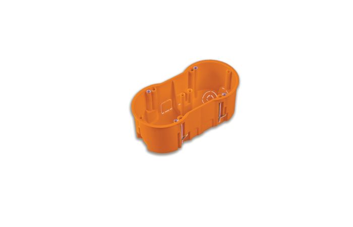 Puszka p/t PK60 2x68x60mm głęboka, podwójna, do płyt gipsowych, IP30, pomarańczowa | A.0010PG Pawbol