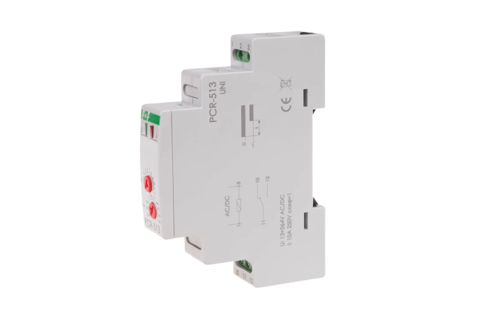 Przekaźnik czasowy rewersyjny PCR-513UNI styki 1NO/NC 12-264V na szynę DIN | PCR-513UNI F&F