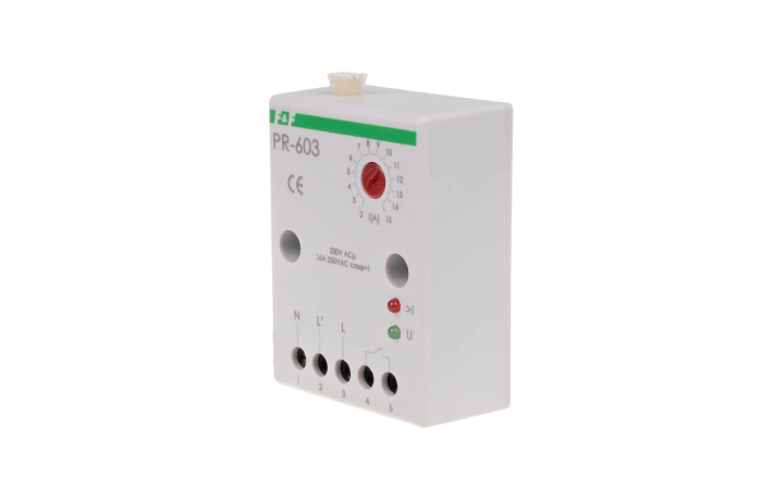 Przekaźnik priorytetowy PR-603 zakres regulacji 2-15A montaz natablicowy 230V AC | PR-603 F&F