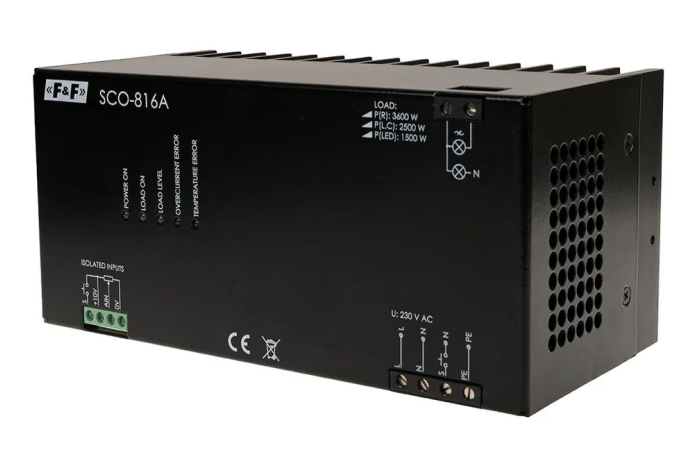 Ściemniacz oświetlenia SCO-816A do odbiorników dużej mocy, 230VAC z wej. analog. 0-10V 3500W | SCO-816A F&F