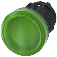 Lampka sygnalizacyjna 22mm, okrągła, plastikowy, zielona, gładka, SIRIUS ACT | 3SU1001-6AA40-0AA0 Siemens