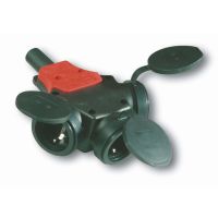 Rozgałęziacz potrójny Schuko gumowy z zatyczką 16A 2P+Z 230V IP44, Taurus | 25311-s PCE
