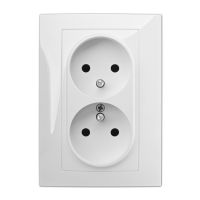 Gniazdo p/t podwójne 2x2P+Z modułowe B/R, IP20, białe, Carla | 1743-10 Elektro-Plast Nasielsk