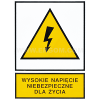 Tabliczka TZO 105X148P napis: Wysokie napięcie niebezpieczne dla życia | E04TZ-01012130400 Ergom