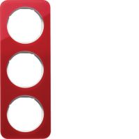 Ramka potrójna, akryl czerwony przezroczysty/biały, R.1 | 10132349 Hager