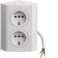 Twin-Box z 2 gniazdami Schuko, biały, połysk, Twin-Box | 194802 Hager
