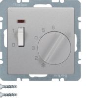 Regulator temperatury pomieszczenia styk zwierny, el.centralny, łącznik, dioda, alu aksamit, lakier | 20306084 Hager