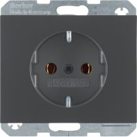 Gniazdo Schuko kompletne, samozaciski, antracyt mat, lakierowany, K.1 | 47157006 Hager