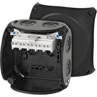 Puszka instalacyjna zewnętrzna KF 0404 B IP66/IP67 104x104x70, z zac. 5-bieg., 4mm2, Cu, czarna | 62000050 Hensel