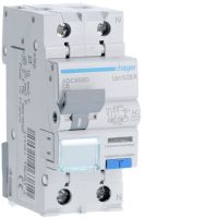 Wyłącznik różnicowo-prądowy z członem nadprądowym 1P+N 6kA C 6A/30mA Typ AC, RCBO | ADC956D Hager