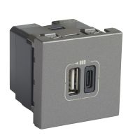 Ładowarka 2 x USB 2400 mA Typ-A + Typ-C aluminium, Mosaic | 079392 Legrand