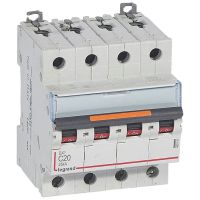 Wyłącznik nadprądowy S324 C20 4P 20 A 25KA DX3 | 409795 Legrand