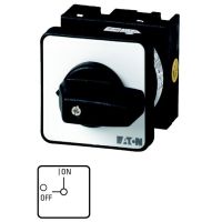 Łącznik krzywkowy 2P, 20A, 6,5kW, 0-1, , pokrętło czarne, do wbudowania w otworze 22,3mm, T0-1-102/EZ P/T | 091082 Eaton