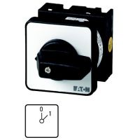 Łącznik krzywkowy 3P, 20A, 6,5kW, 0-1, bez samopowrotu, pokrętło czarne, natablicowy, T0-2-15403/E P/T | 067330 Eaton
