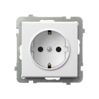 Gniazdo pojedyncze z/u Schuko, 16A, zaciski gwintowe, białe, Sonata | GP-1RS/m/00 Ospel