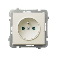 Gniazdo pojedyncze z/u z przesłonami torów prądowych GP-1RZP/m/27 ecru, Sonata | GP-1RZP/m/27 Ospel