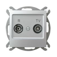 Gniazdo R-TV przelotowe 10-dB GPA-10YP/m/18 srebro, Impresja | GPA-10YP/m/18 Ospel