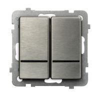 Łącznik dwugrupowy świecznikowy z podświetleniem niebieskim ŁP-2RMS/m/37 seria SONATA STAL INOX STAL | ŁP-2RMS/m/37 Ospel