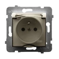 Gniazdo bryzgoszczelne z uziemieniem IP-44 wieczko przezroczyste GPH-1UZ/m/27/d ecru, Aria | GPH-1UZ/m/27/d Ospel