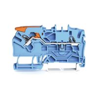 Złączka 2-przewodowa 2,5mm2 przelotowa z dźwignią i Push-in CAGE CLAMP, niebieski | 2102-1204 Wago