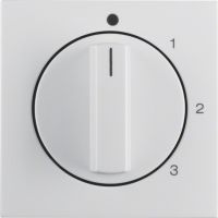 Płytka czołowa z pokrętłem do łącznika 3-pozycyjnego z pozycją zerową, biały, połysk, B.x/S.1 | 1096898900 Hager