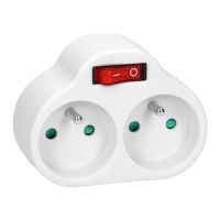 Rozgałęźnik 2x2P+Z z podświetlanym włącznikiem, biały | OR-AE-13187 Orno