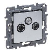 Gniazdo TV-RD-SAT przelotowe 14 DB aluminium, Niloe Selection | 762164 Legrand