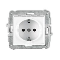 Mechanizm gniazda pojedynczego z uziemieniem Schuko 2P+Z (przesłony torów prądowych) | MGP-1sp Karlik Elektrotechnik