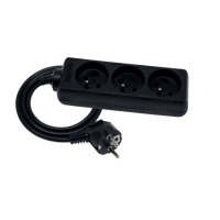 Przedłużacz 3x gniazda z/u 3x2P+Z przewód 3m, czarny | EPS-303-2 Elgotech