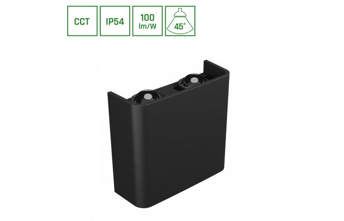 Oprawa na elewację LUNARIX 2 4W CCT 3000/4000/6000K 230V IP54 RA90 110X110X40 mm czarna góra/dół | SLIP007018 Wojnarowscy