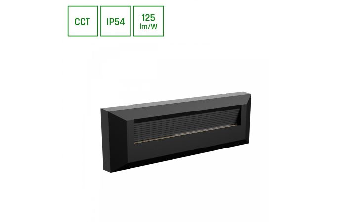Oprawa na elewację ENCANTA ASYMMETRIC 6W CCT 3000/4000/6000K 230V IP54 230x80x30mm czarna natynk | SLI003033CCT_PW Wojnarowscy