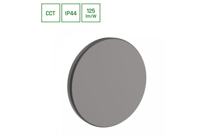 Oprawa na elewację PIATTA 9W CCT 3000/4000/6000K 230V IP44 120x47mm szara okrągła | SLI003040CCT_PW Wojnarowscy